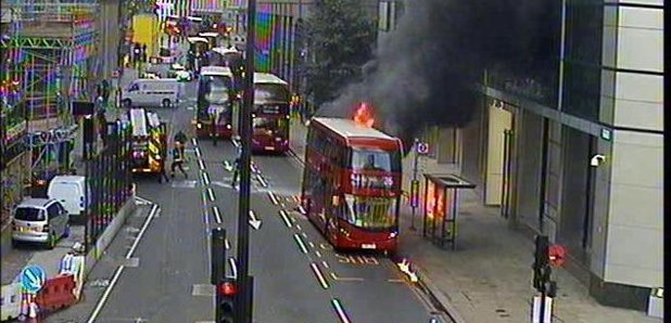 thames travel bus on fire
